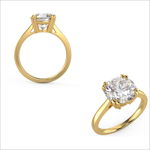 Ladies Single Diamond Gold Ring