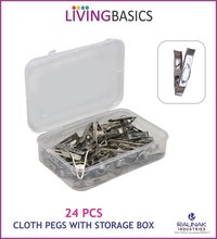 Ss Cloth Clips - Stainless Steel, 5.5cm(h) X 3cm(l) X 8mm(w), Rust Proof | Heavy Duty Cloth Drying Pins For Small Homes, Easy Grip, Includes Storage Box