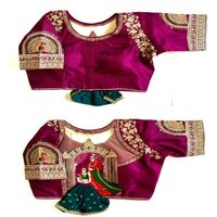 Designer Blouse - Sleeveless Red Ladies Blouse With Mirror Work And Printed Patterns | Ethnic Indian Style, Dry Clean Only