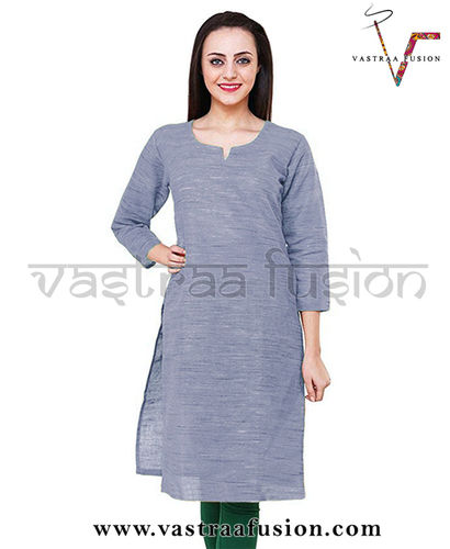 Khadi Look in Solid Colour South Cotton Kurti - Cotton Blended Jute, Sizes 36 to 50 inches, Available in 25 Colours, Regular Fit for Casual & Festive Occasions