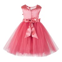 Butterfly Applique Coral Knee Length Party  Frock