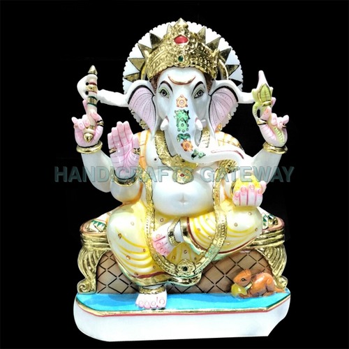 Beautiful Solid Marble Lord Ganesha Idol