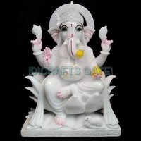 White Antique Marble Lord Ganesh Moorti