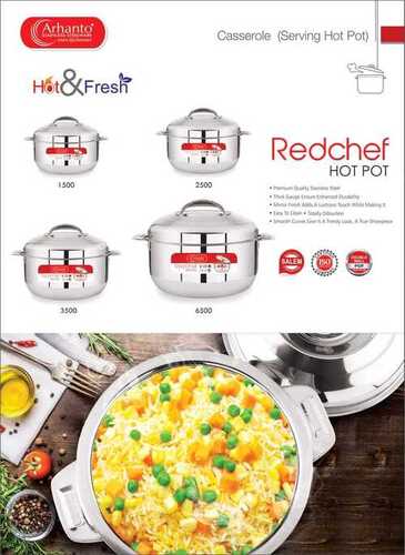 Stainless Steel Red Chef Hot Pot 6500 - Color: Silver