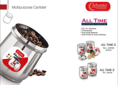 Silver Stainless Steel  All Time 3Pc Set Multipurpose Canister