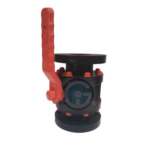 Black And Red PP Black Flanged Ball Valve