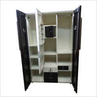 3 Door Steel Almirah - Steel Material, Modern Design, Black & White Color | Durable Indoor Furniture For Bedroom Organization