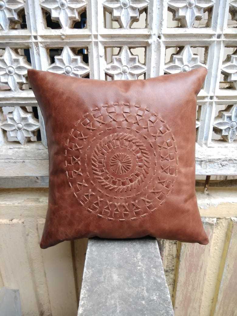 Mandala Leather Cushion