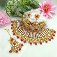 Pearl And Stone Choker Necklace Set