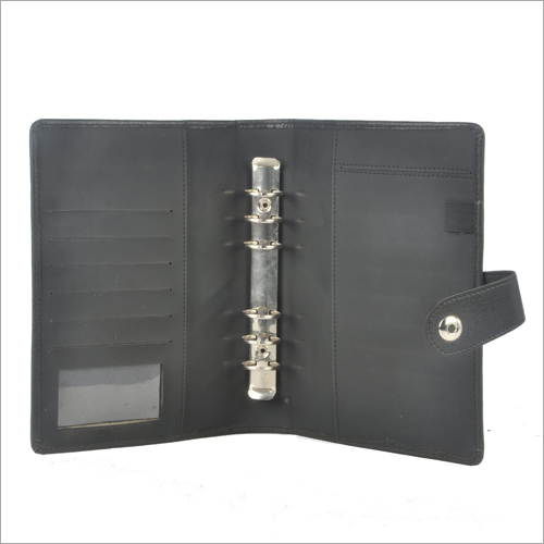 Stylish Leather File Folder - Leather Material, Folded Design, Black Color | Elegant and Functional File Organization Solution