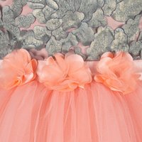 Sequins Embellished Peach Knee Frock.