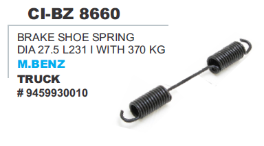 Brake Shoe Spring M Benz Truck - Steel, 231mm Length, 27.5mm Diameter, Black | High Strength, Durable, Corrosion Resistant, Precise Fit