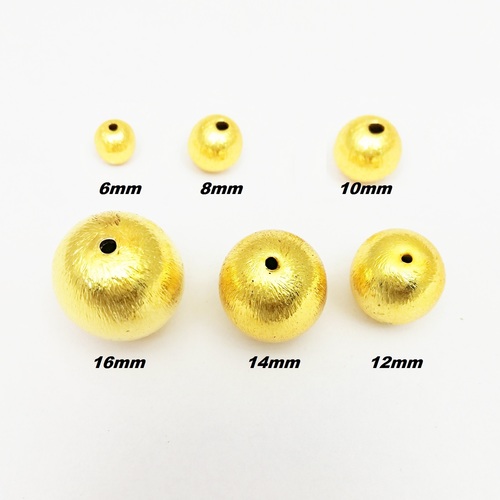 Brushed Gold Plated Copper Round Beads