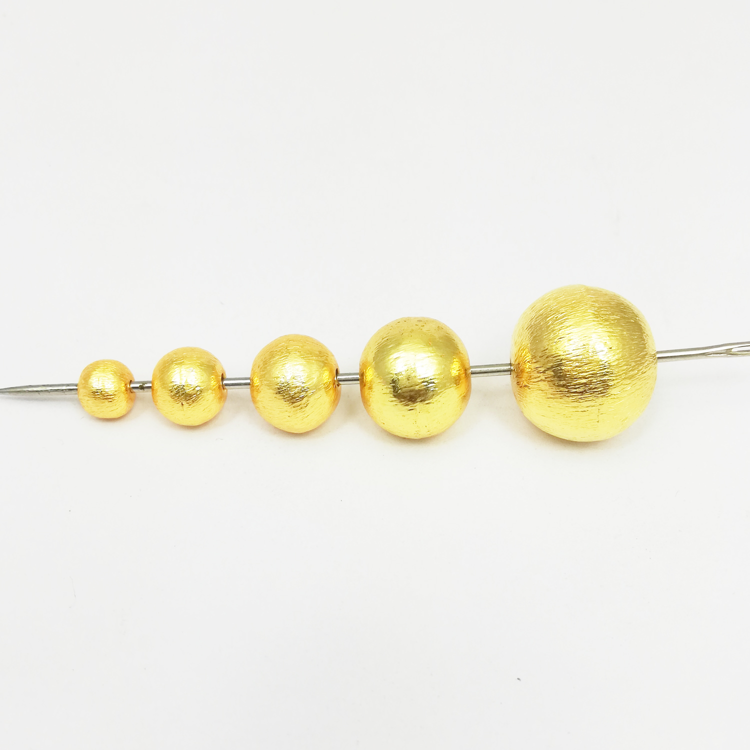 Brushed Gold Plated Copper Round Beads