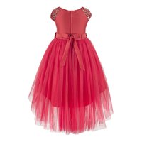 Embellished Red Hi-low Kid Dress