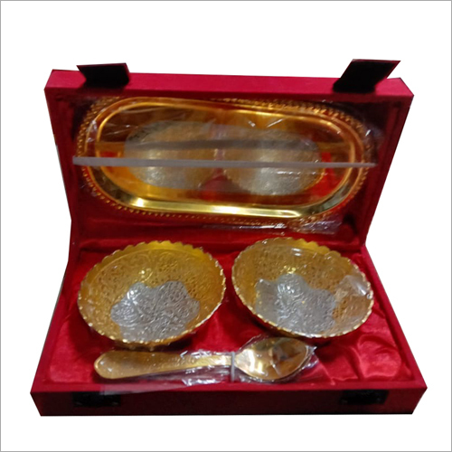 Silver And Gold Plated Brass Handicraft Beautiful Bowl Gift Set By WELLSON TRADING COMPANY