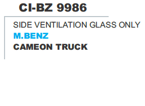 Side Ventilation Glass Only M Benz Cameon Truck - Tempered Glass, 6mm Thickness, Clear Tint | Improved Ventilation, Enhanced Visibility, UV Protection