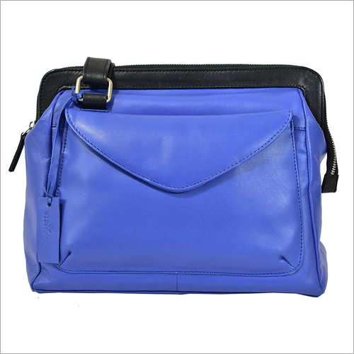 Blue Ladies Leather Shoulder Bag