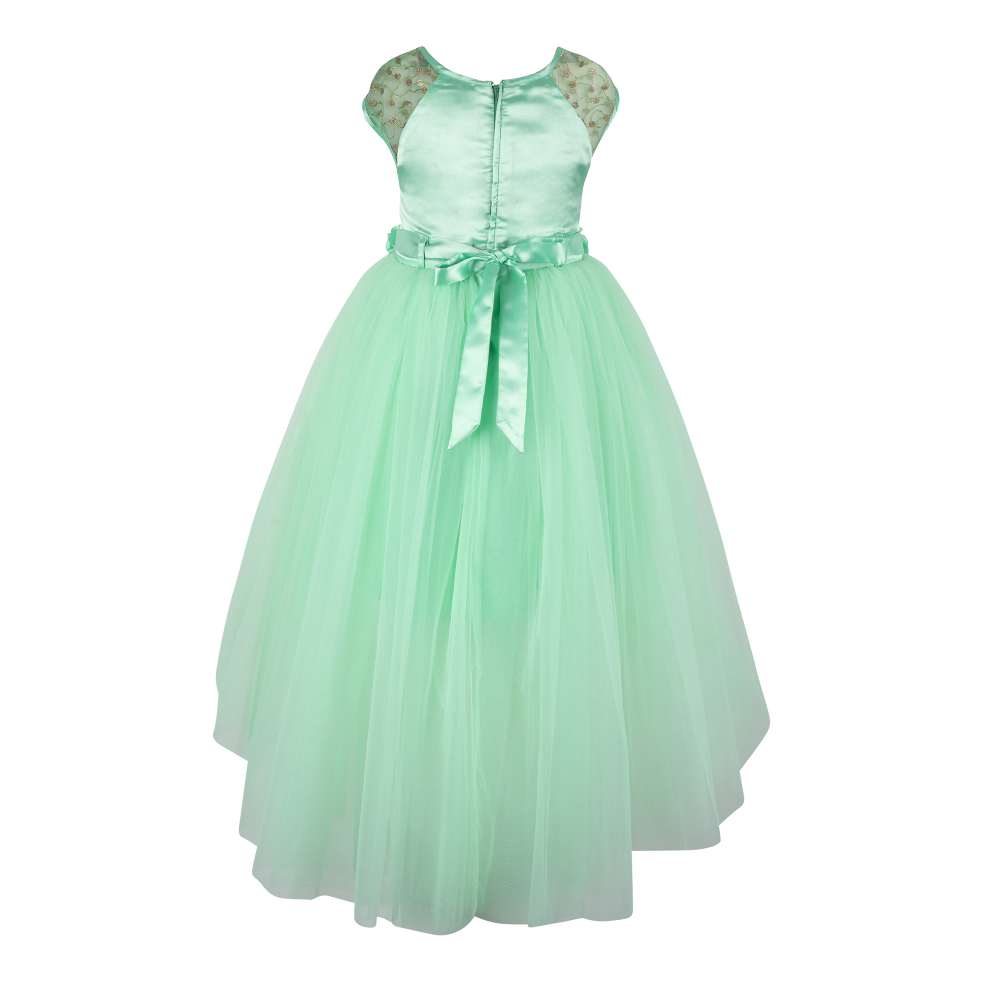 Embellished Sea Green Hi-low Dress
