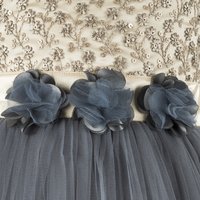 Embroidered Grey Knee Length Party  Frock