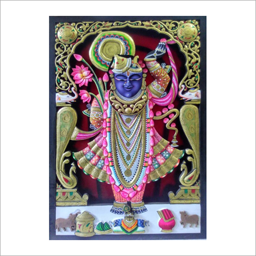 Wood Craving shreenathji Painting