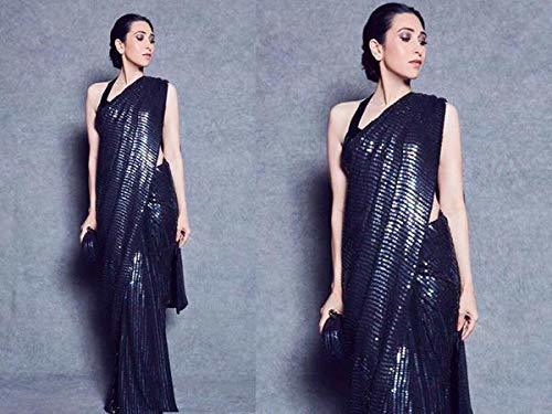 Synthetic Georgette Sequence Saree - 5.50 mt Length, Sequined Embroidery Design | Bollywood Style, Elegant Party Wear, Suitable for All Seasons
