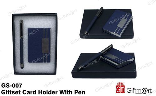 Blue Giftset Cardholder With Pen