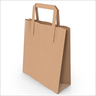 Disposable Natural Kraft Paper Bag With Flat Handles