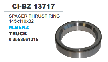 Spacer Thrust Ring M Benz Truck - Steel 145x110x32, Black | Precise Fit, Durable, Corrosion Resistant, Easy Installation