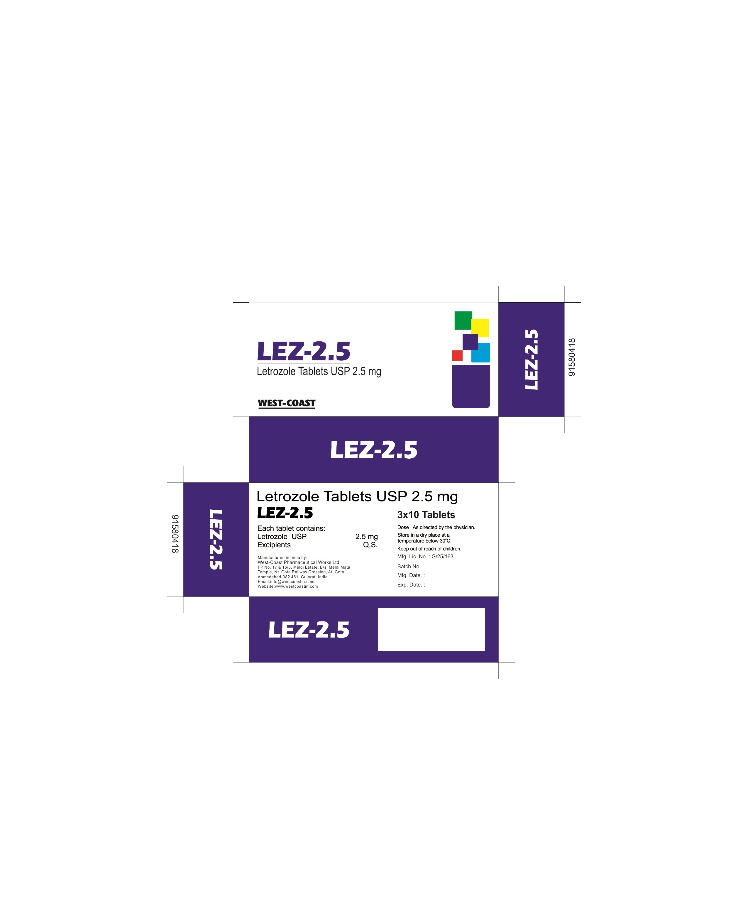 Lez 2.5 USP 2.5 Mg Tablets