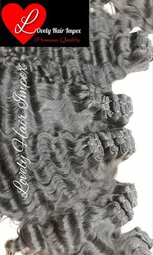 Indian Natural Wavy Human Hair - 100 Grams, 18 Inches Length | Black Color, Double Weft Texture