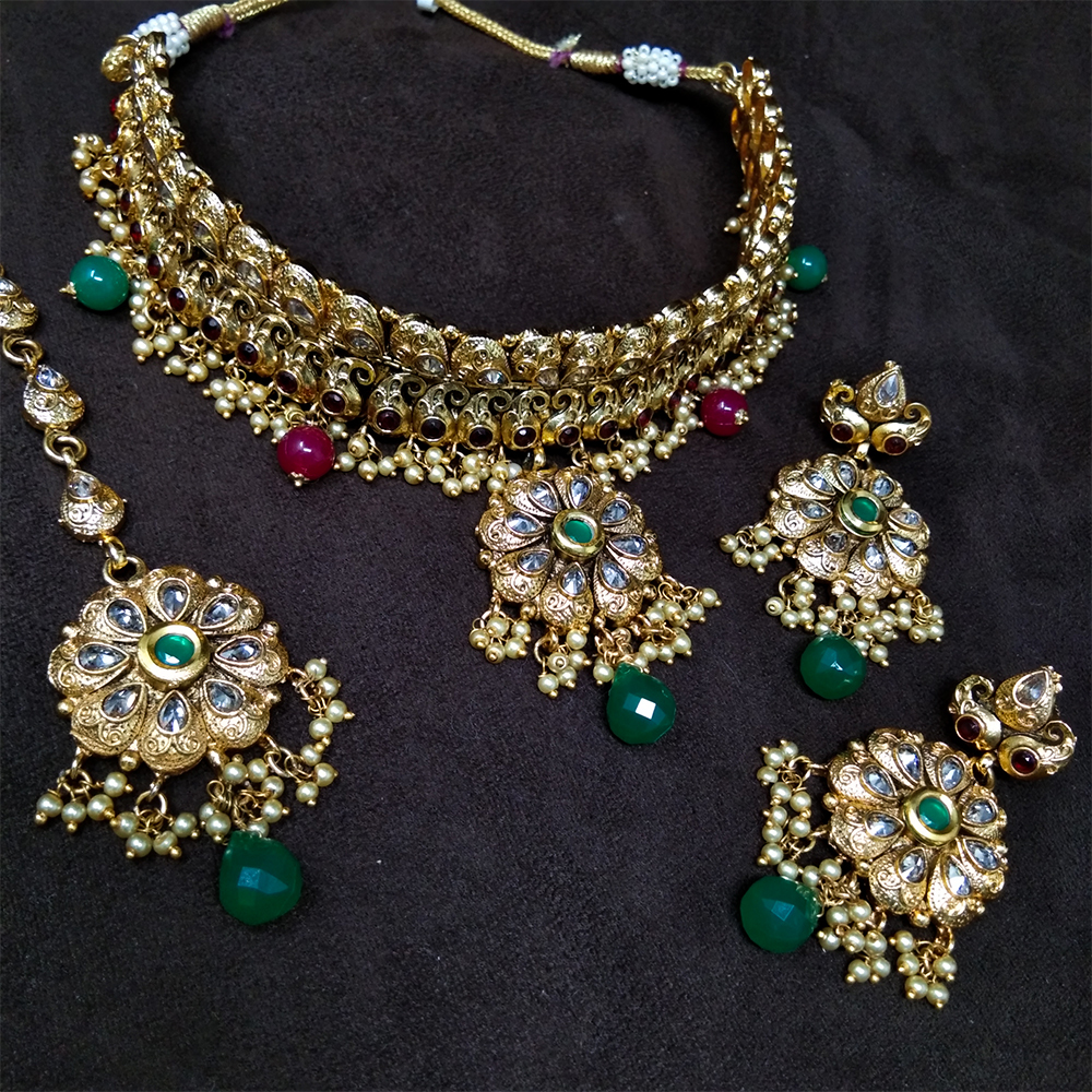 Imitation Jewellery Antique AD Necklace Set