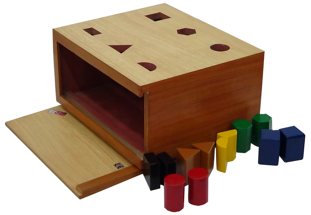 Posting Box 6 Different Shaped Pegs - Wooden, 195x70x50 to 95 cm, Off-White | Portable, Manipulative for Colour Recognition & Basic Sorting Skills