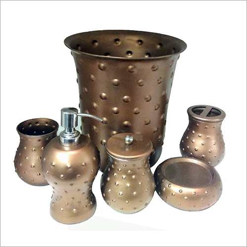 Copper Polka Dot Embossed Bathroom Set