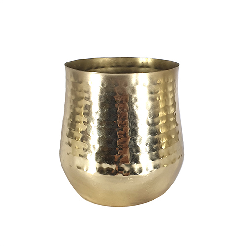 Polish Brass Ridged Planter