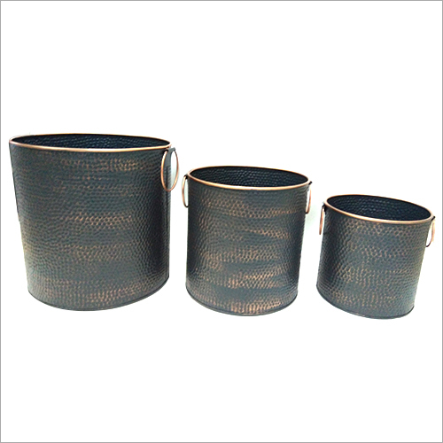 Paint Set Of 3 Textured Galvanized Planter