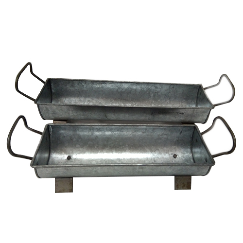 Long Galvanized Planters Set Of 2 Use: For Garden