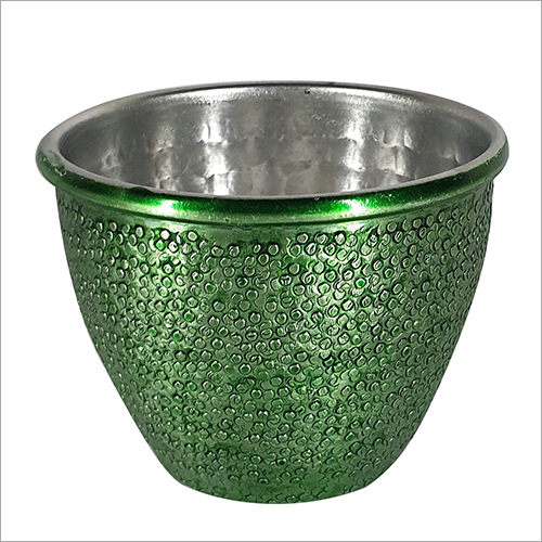 Antique Silver Finished Hammered Planter Use: For Indoor Garden