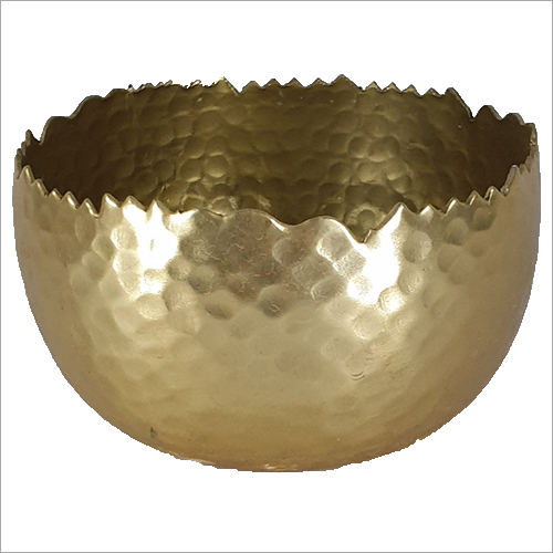 Polish Modern Artisan Hammered Brass Planter