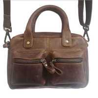 Designer Leather Bag - Premium Leather, Unisex Design, Zip Closure, Rich Brown Color, Plain Pattern