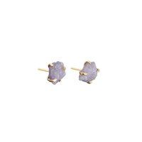 Tiny Raw Birthstone Prong Set Stud Earrings