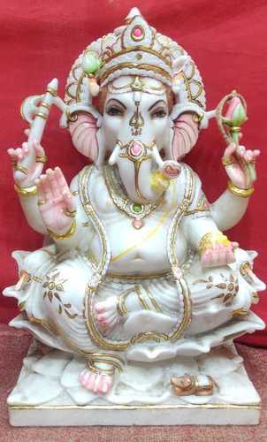 Lord Ganesha Idol - Color: Multicolor (With Gold Accents)