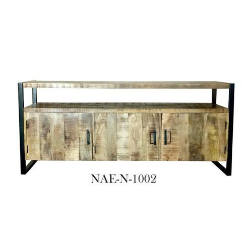 Industrial & Vintage Iron Metal & Mango Wood Tv Cabinet No Assembly Required