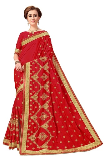 Red Embroidered Silk Saree Collection