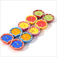 10 Pieces Multicolour Terracotta Wax Painted Diya