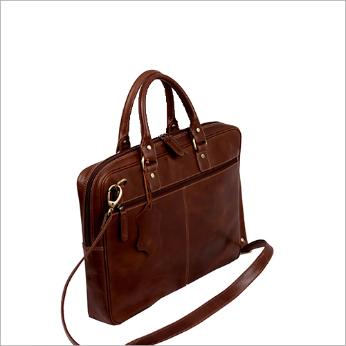 Distress Gloss Finish Leather Laptop Bag
