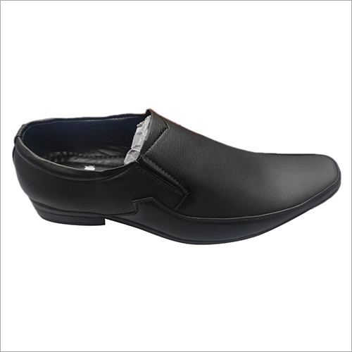 Black Pu Leather Formal Shoes Without Lace