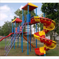 Square Deck And Canopy Frp Spiral Slides - Frp And Gi Pipe Construction | Suitable For Ages 5-15, Capacity Of 3-5 People, Dual Function For Climbing And Sliding