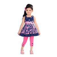 Girls Dress - Smooth Texture Cotton Blend, Sizes S-m-l | Trendy Printed Design, Skin-friendly, Quick Dry, Washable, Ideal Gift For Ages 3-5