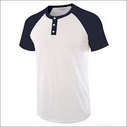 Blue-White Mens Round Neck T-Shirt